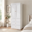Pemberly Row Modern Armoire with Hanging Rod & 3 Drawers White