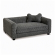 Pemberly Row Faux Fur Dog Bed with Bone Pillow in Plush Fabric