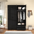 Pemberly Row Armoire Closet with 4 Doors & 2 Drawers in Black