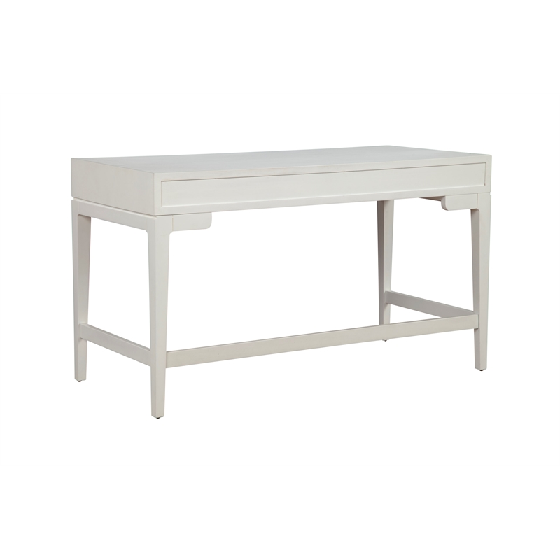 Pemberly Row Large Mahogany Wood Desk in Chalk White Finish