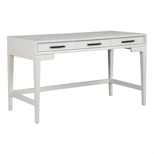 Pemberly Row Large Mahogany Wood Desk in Chalk White Finish
