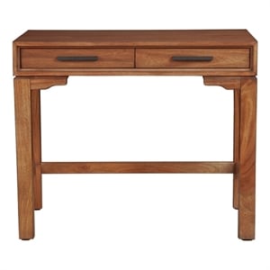 Pemberly Row Mini Desk with Honey Maple Finish and Felt-Lined Drawers
