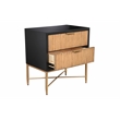Pemberly Row Larsen 2 Drawer Nightstand in Black Finish with Gold Accents