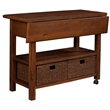 Pemberly Row Caldwell Wood Kitchen Cart in Antique Cappuccino Finish