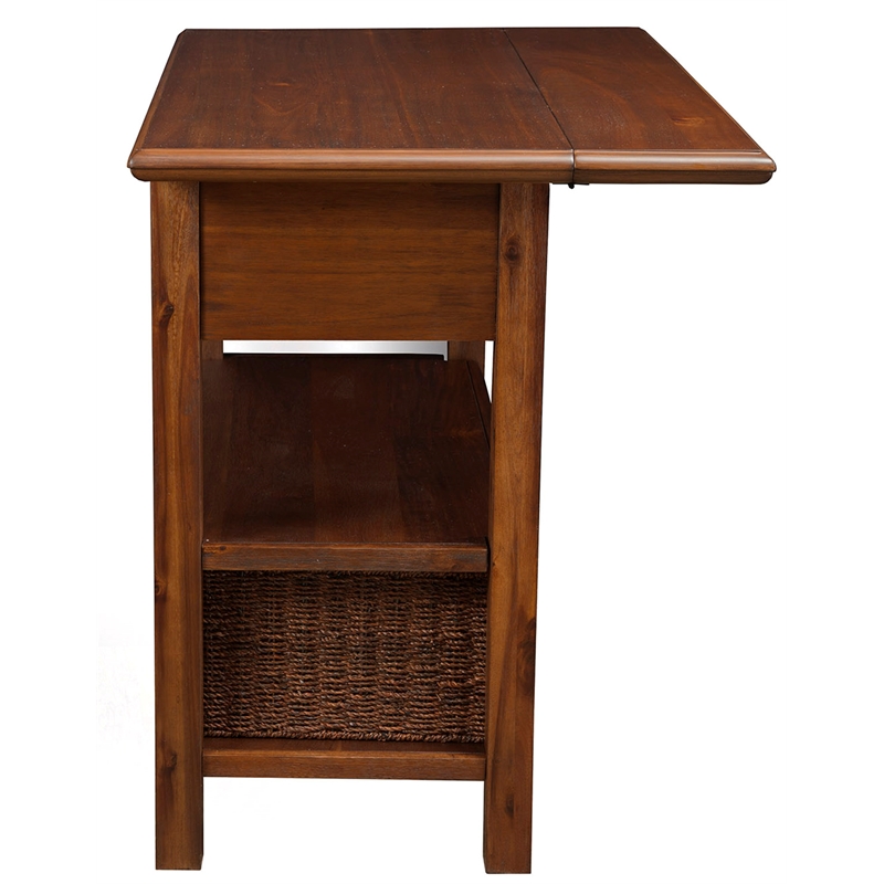 Pemberly Row Caldwell Wood Kitchen Cart in Antique Cappuccino Finish
