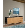 Pemberly Row Larsen TV Console in Mahogany Wood Black/Natural Finish