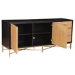 Pemberly Row Larsen TV Console in Mahogany Wood Black/Natural Finish