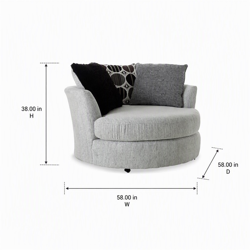 Pemberly Row Swivel Accent Chair in Shay Artic Gray with Neutral Fabric