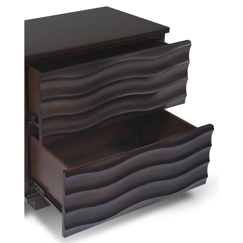Pemberly Row Nightstand with 2 Drawers in Antique Brown Wood Finish