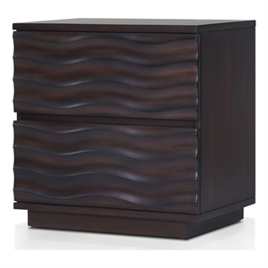 Pemberly Row Nightstand with 2 Drawers in Antique Brown Wood Finish