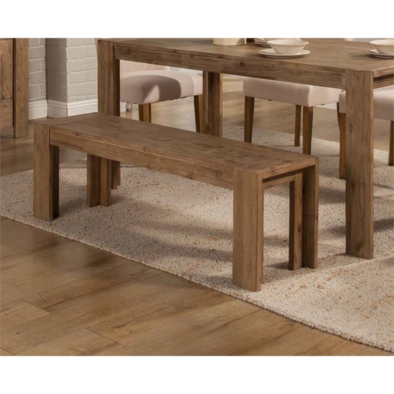Pemberly Row Wood Dining Bench in Antique Natural Finish
