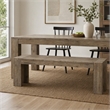 Pemberly Row Wood Dining Bench in Antique Natural Finish