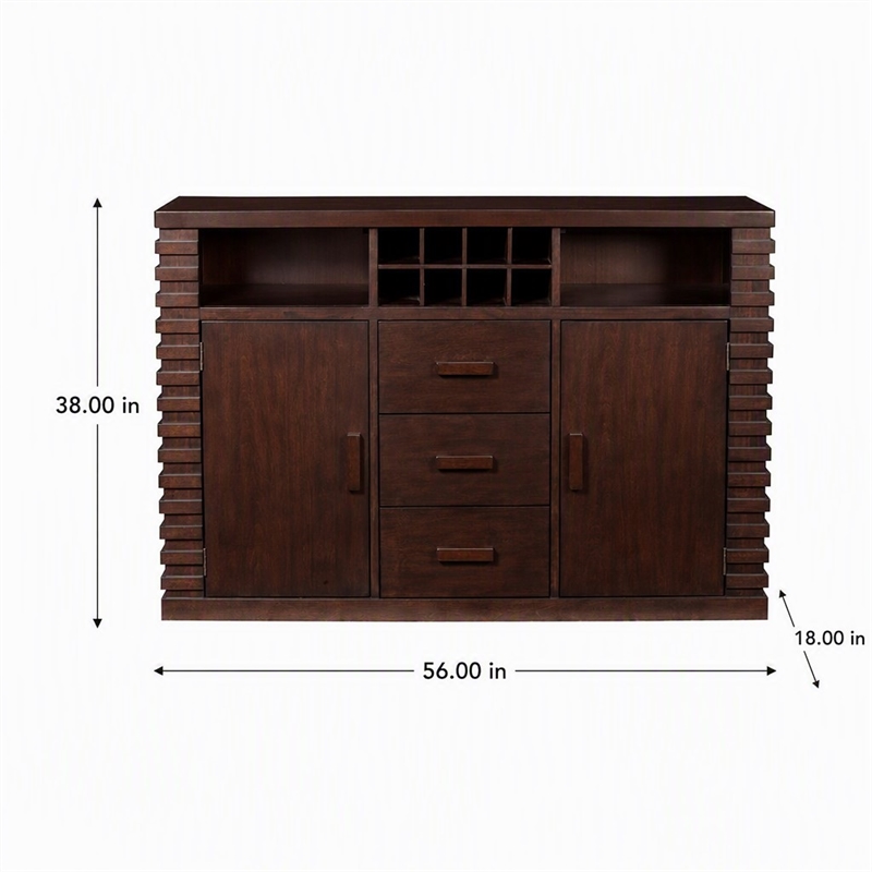 Pemberly Row Wood Dining Sideboard with Storage in Dark Espresso Finish