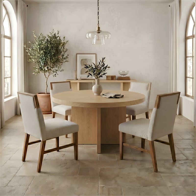 Pemberly Row Side Dining Chairs in Oak Rubberwood - Set of 2