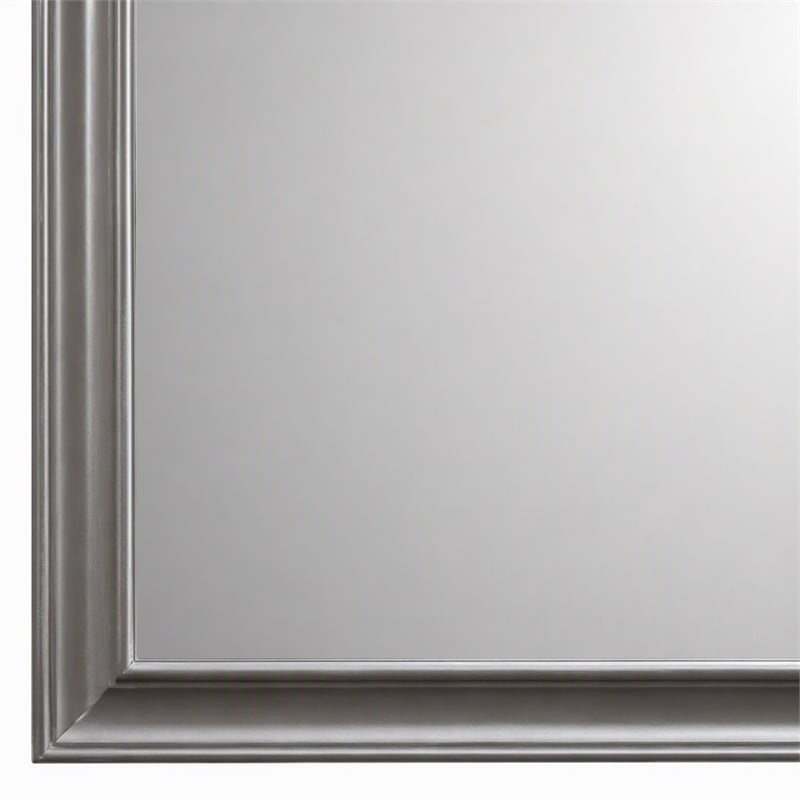 Pemberly Row Wood Bedroom Mirror with Beveled Glass in Dark Gray