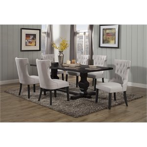 Pemberly Row Set of 2 Rubberwood Dining Side Chairs in Grey-Black