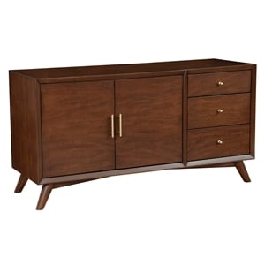 Pemberly Row Wood 3-Drawer Sideboard in Walnut Finish with Mahogany