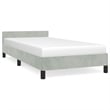 Pemberly Row Twin XL Bed Frame with Headboard in Light Gray Velvet