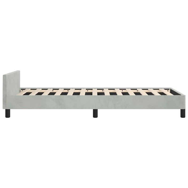 Pemberly Row Twin XL Bed Frame with Headboard in Light Gray Velvet
