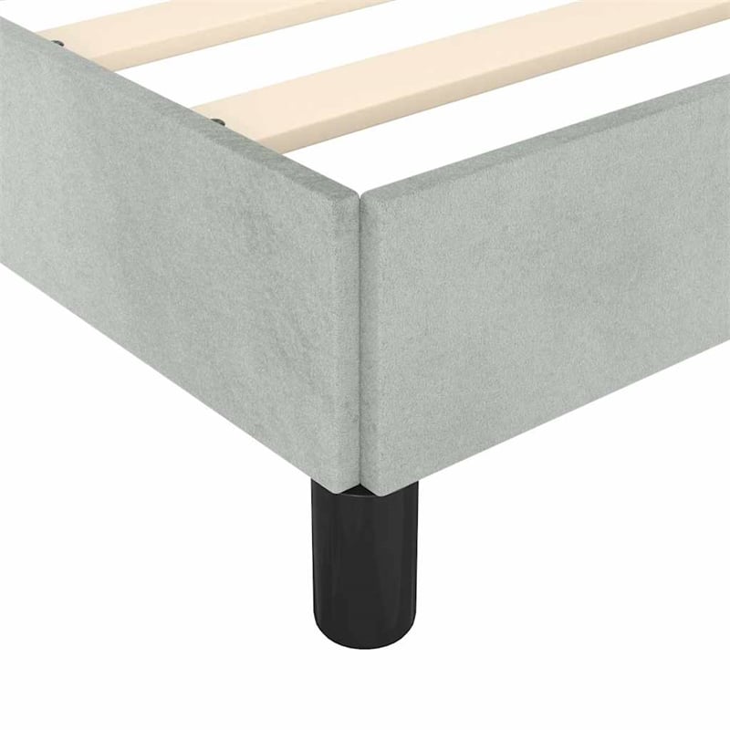 Pemberly Row Twin XL Bed Frame with Headboard in Light Gray Velvet