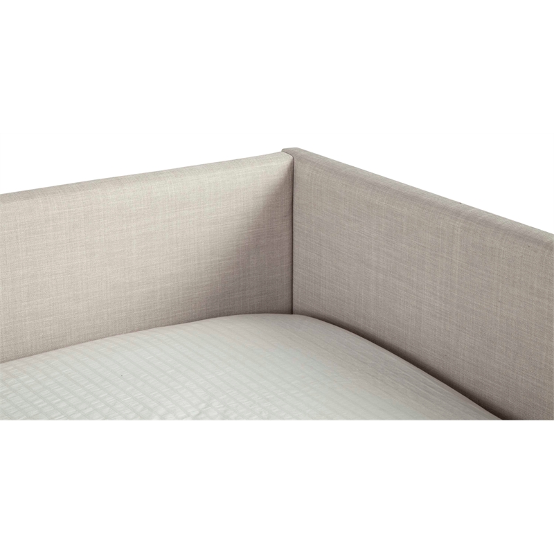 Pemberly Row Wooden Twin Size Day Bed with Slats in Light Gray Linen