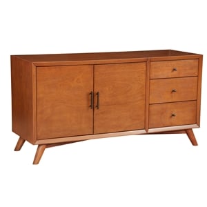 Pemberly Row Wood 3 Drawer 2 Door Sideboard in Acorn (Brown)