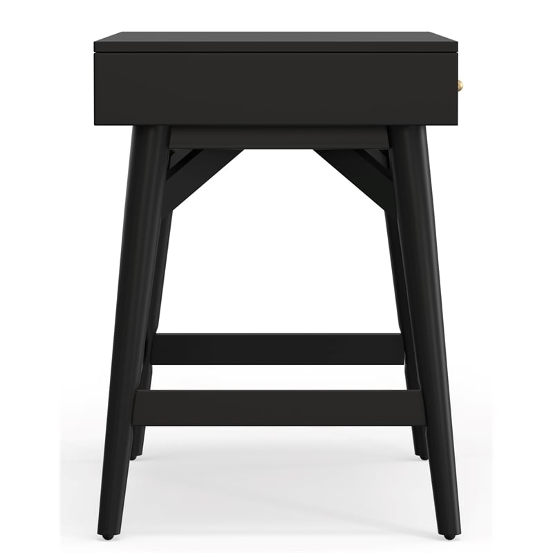 Pemberly Row Wood Bedroom Vanity with Flip Top Mirror in Black