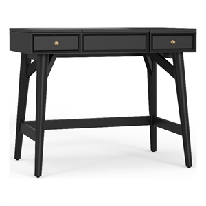 Pemberly Row Wood Bedroom Vanity with Flip Top Mirror in Black
