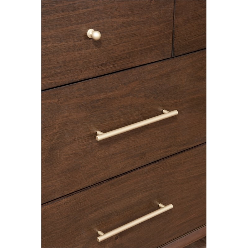 Pemberly Row Mid Century Wood 7 Drawer Dresser in Walnut (Brown)
