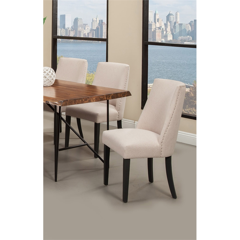 Pemberly Row Set of 2 Parson Dining Chairs in Cream and Black