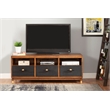 Pemberly Row 3 Drawer Wood TV Console in Dark Walnut (Brown) and Black