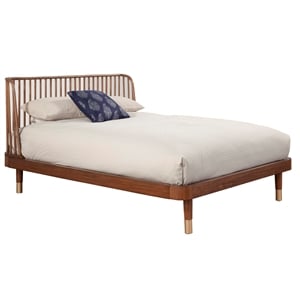 Pemberly Row Standard King Wood Platform Bed in Dark Walnut (Brown)