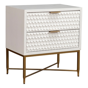 Pemberly Row Wood 2 Drawer Bedside Nightstand in Classic White