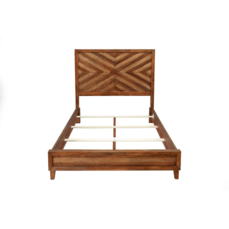 Pemberly Row Standard King Mahogany Wood Panel Bed in Toffee (Brown)