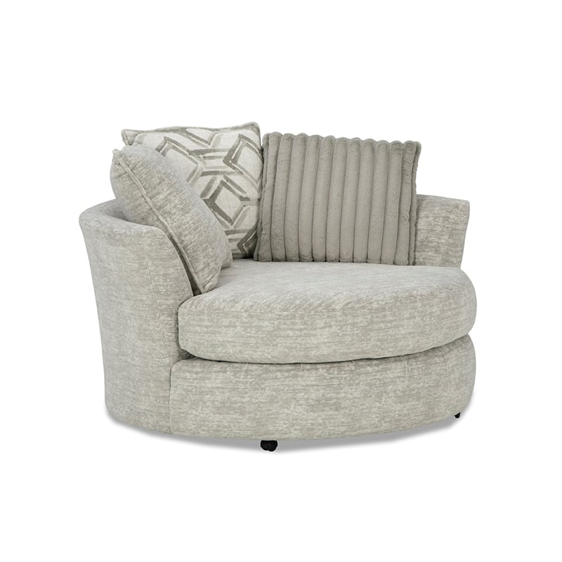 Pemberly Row Upholstered Swivel Accent Chair in Galactic Oyster Gray