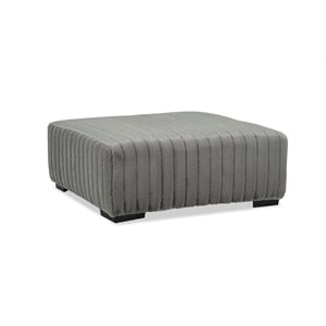 Pemberly Row Padded Upholstered Square Ottoman in Doodle Iron/Gray