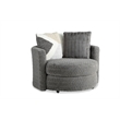 Pemberly Row Upholstered Swivel Accent Chair with Pillows in Iron Gray