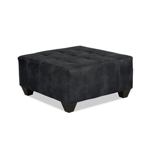 Pemberly Row Padded Upholstered Square Cocktail Ottoman in Black