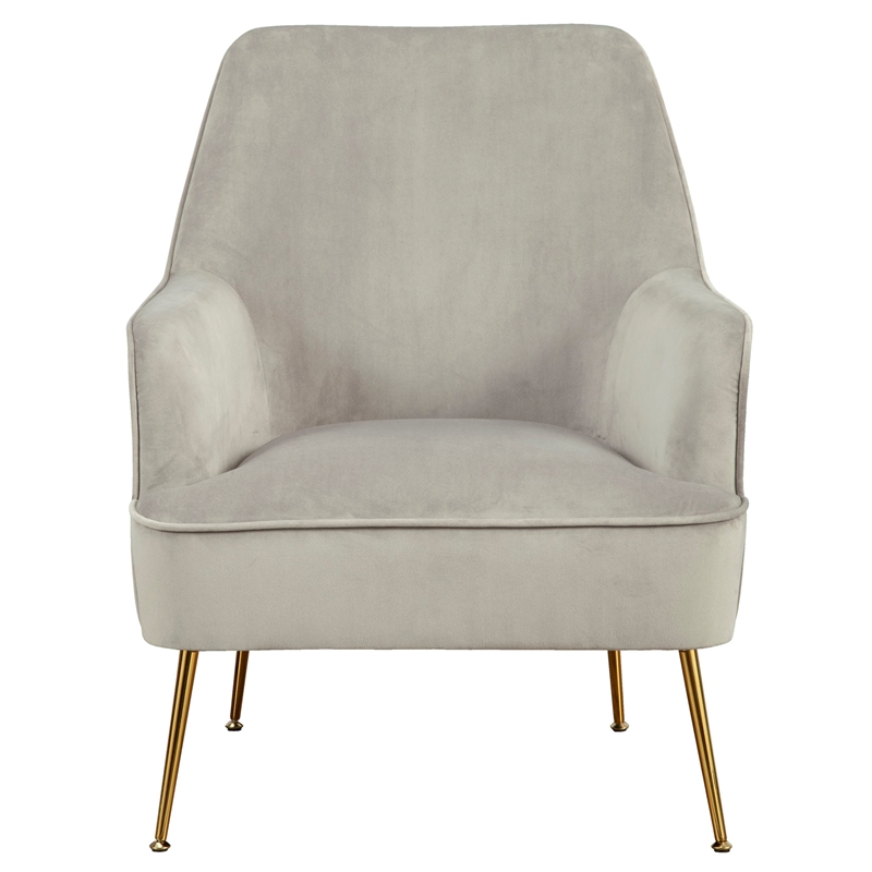Pemberly Row Velour Upholstered Leisure Accent Chair in Gray