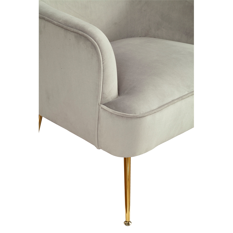 Pemberly Row Velour Upholstered Leisure Accent Chair in Gray