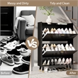 Pemberly Row Modern Flip Down Shoe Cabinet with 2 Drawers in Black