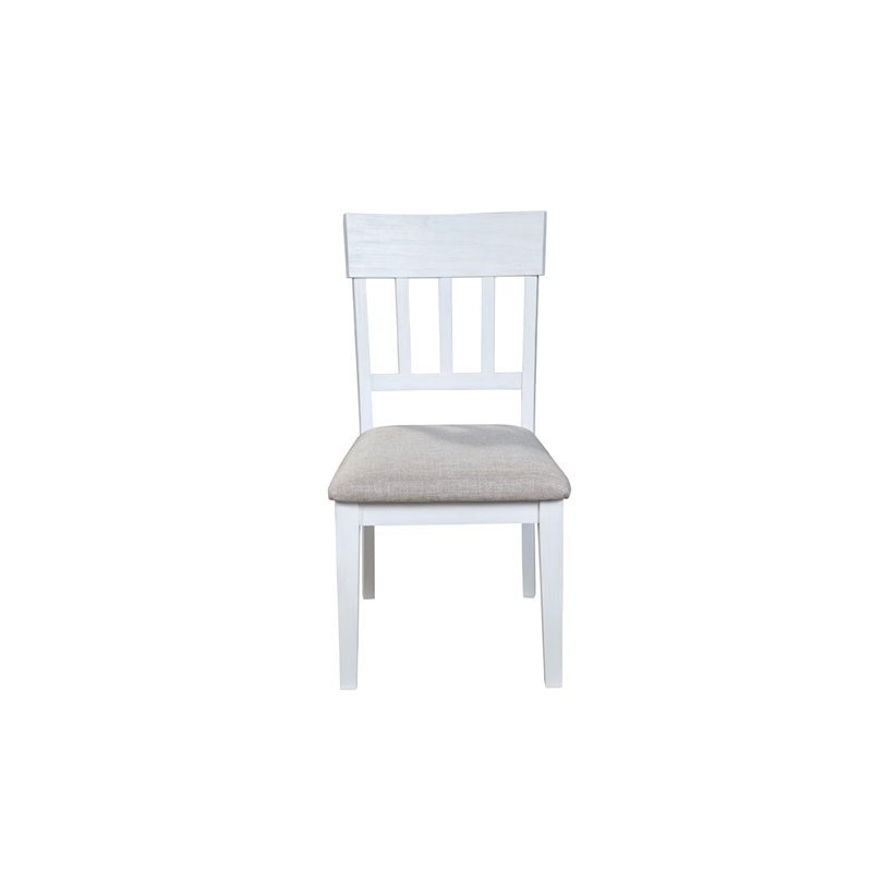 Pemberly Row Set of 2 Pine Wood Slat Back Side Chairs in White