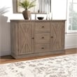 Pemberly Row Pine Wood Sideboard with 3 Drawers in Natural Brown