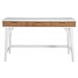 Pemberly Row Mahogany Wood 3 Drawer Large Desk in Warm White