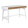 Pemberly Row Mahogany Wood 3 Drawer Large Desk in Warm White