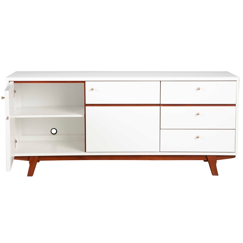 Pemberly Row 64.5 in. W Wood TV Console with 3 Drawers in White