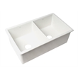 Pemberly Row 32 in x 19 in White Double Bowl Fireclay Kitchen Sink