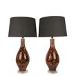Pemberly Row Amber Speckled Art Glass Table Lamp with Black Shade