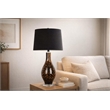 Pemberly Row Amber Speckled Art Glass Table Lamp with Black Shade