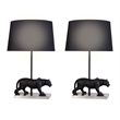 Pemberly Row Panther Table Lamp in Black with Polished Nickel Modern Look